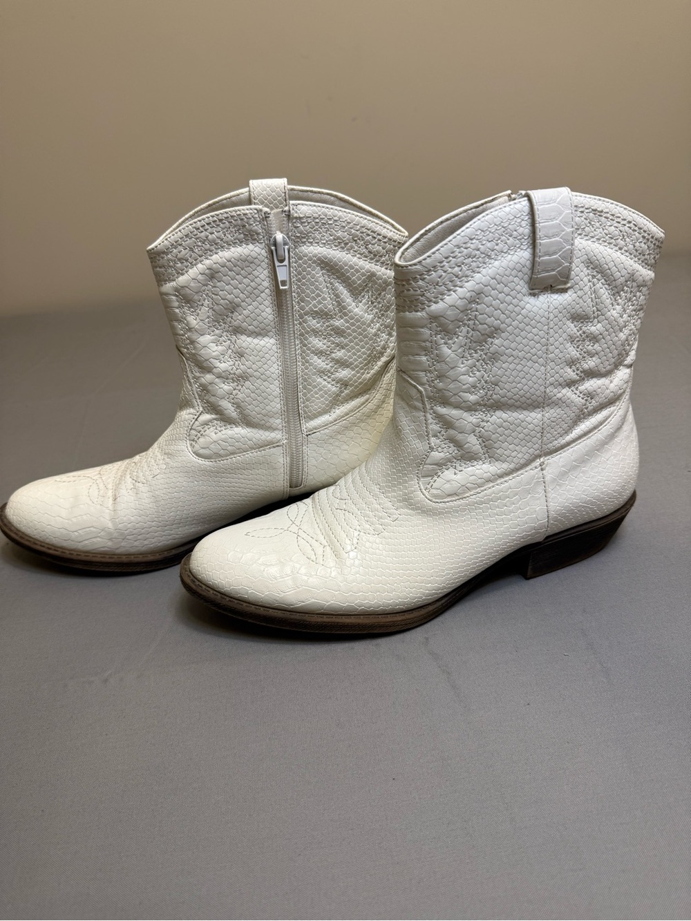 White Western-Inspired Ankle Booties